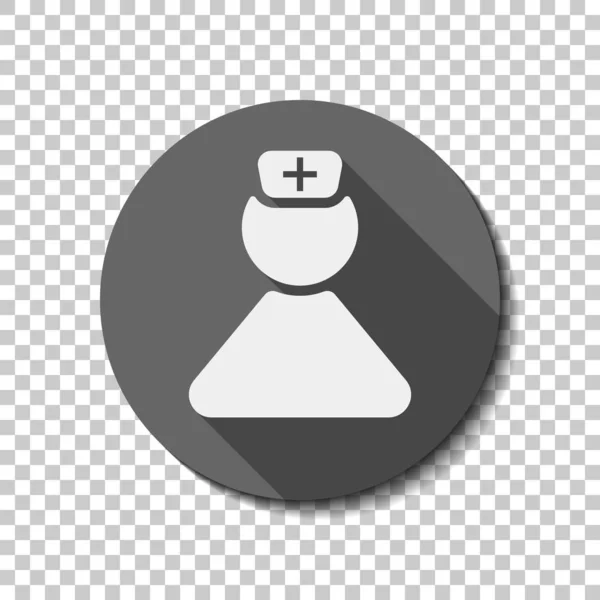 Infirmière Simple Symbole Féminin Icône Plate Blanche Avec Une Longue — Image vectorielle
