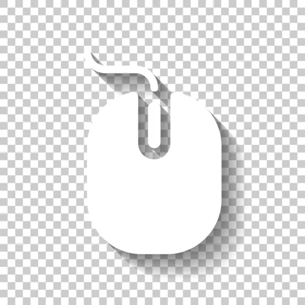 Иконка Компьютерной Мыши Белый Значок Тенью Прозрачном Фоне — стоковый вектор