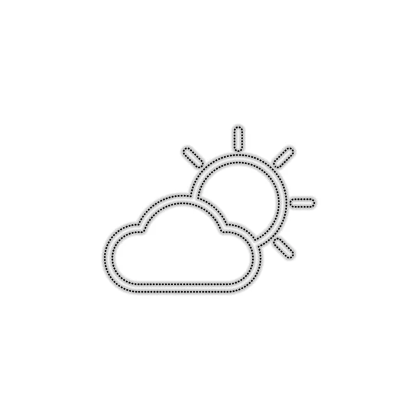 Сонце Хмара Символ Погоди Лінійна Піктограма Тонким Контуром Точковий Контур — стоковий вектор