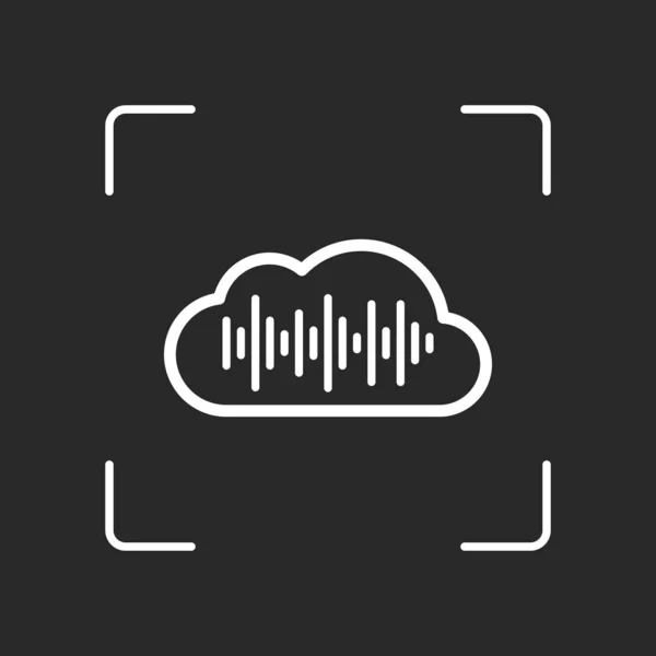 Eenvoudige Pictogram Met Cloud Geluid Equalizer Golf Dunne Overzicht Wit — Stockvector