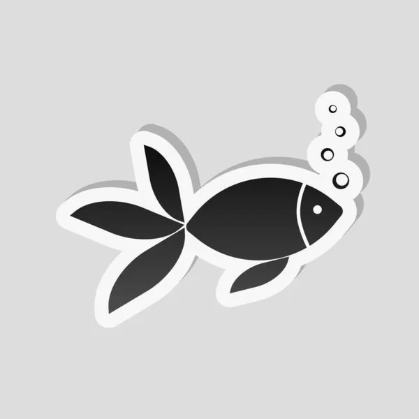 ปลาท ไอคอนฟองอากาศ สไตล กเกอร ขอบส ขาวและเงาท ยบง ายบนพ นหล เทา — ภาพเวกเตอร์สต็อก