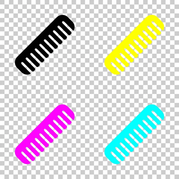 Peine Cepillo Para Cabello Silueta Simple Conjunto Coloreado Iconos Cmyk — Vector de stock