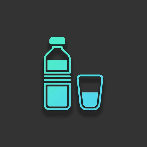 Flasche Wasser Und Glasbecher Vorhanden Einfaches Symbol Farbenfrohes Logo Konzept — Stockvektor