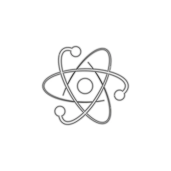 Wissenschaftliches Atomsymbol Logo Einfaches Symbol Gepunktete Silhouette Mit Schatten Auf — Stockvektor