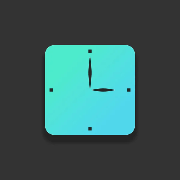単純な時計のアイコン 暗い背景にソフト シャドウとカラフルなロゴのコンセプト 紺碧の海のアイコンの色 — ストックベクタ