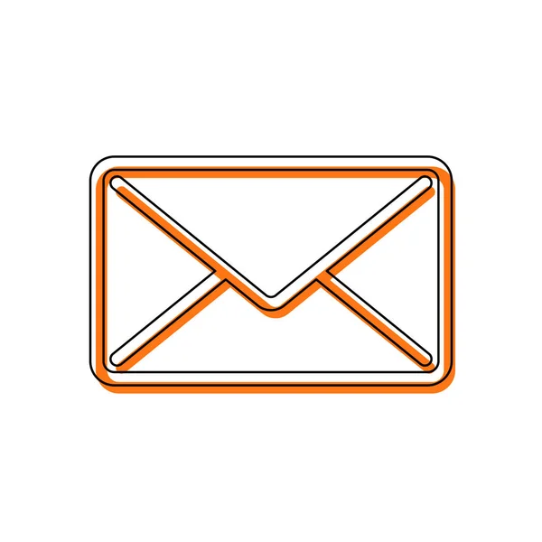 Mail Close Icon Isolated Icon Consisting Black Thin Contour Orange — Stock Vector
