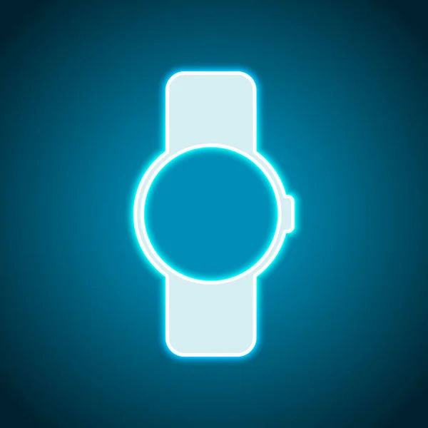 Smartwatch Mit Rundem Display Technologie Ikone Neon Stil Lichtdekoration Ikone — Stockvektor