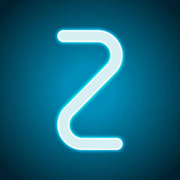 Nummer Twee Cijfer Eenvoudige Brief Neon Stijl Lichte Decoratie Pictogram — Stockvector