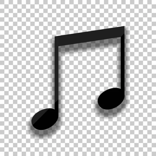 Icono Nota Musical Icono Vidrio Negro Con Sombra Suave Sobre — Vector de stock