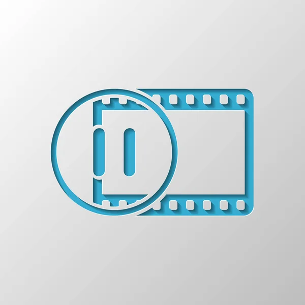 Filmstreifen Mit Pause Symbol Kreis Einfache Silhouette Papiergestaltung Geschnittenes Symbol — Stockvektor