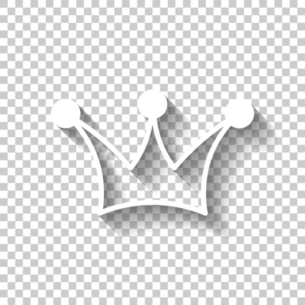 Kronensymbol Weißes Symbol Mit Schatten Auf Transparentem Hintergrund — Stockvektor