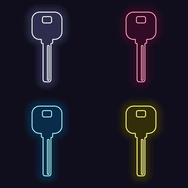 key icon. Set of fashion neon sign. Casino style on dark background. Seamless pattern