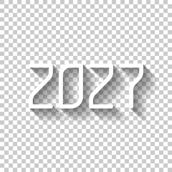 2027 Nummer Ikonen Gott Nytt Vit Ikon Med Skugga Transparent — Stock vektor