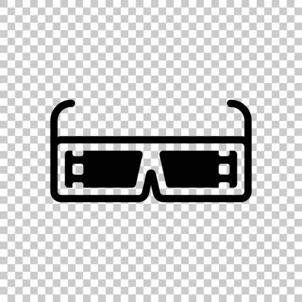 电影眼镜 电影技术的图标 透明背景上的黑色符号 — 图库矢量图片