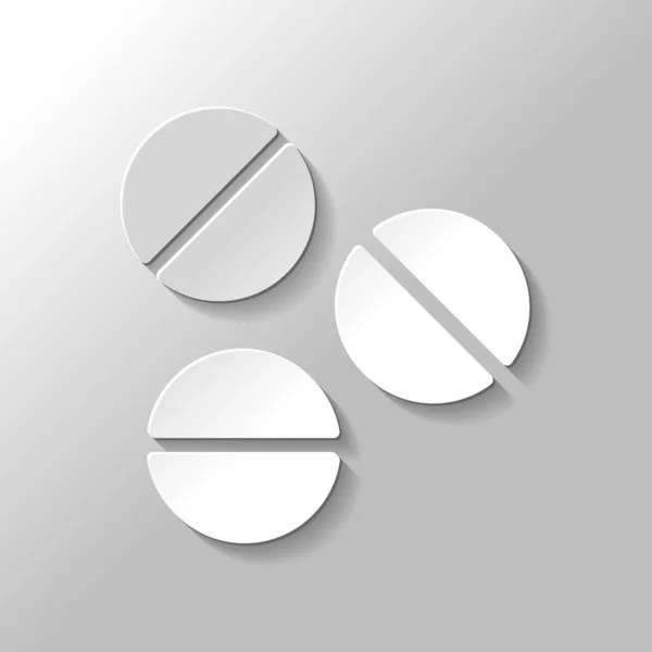 Tabletták Vagy Vitaminok Egyszerű Ikonra Papír Stílus Val Árnyék Szürke — Stock Vector