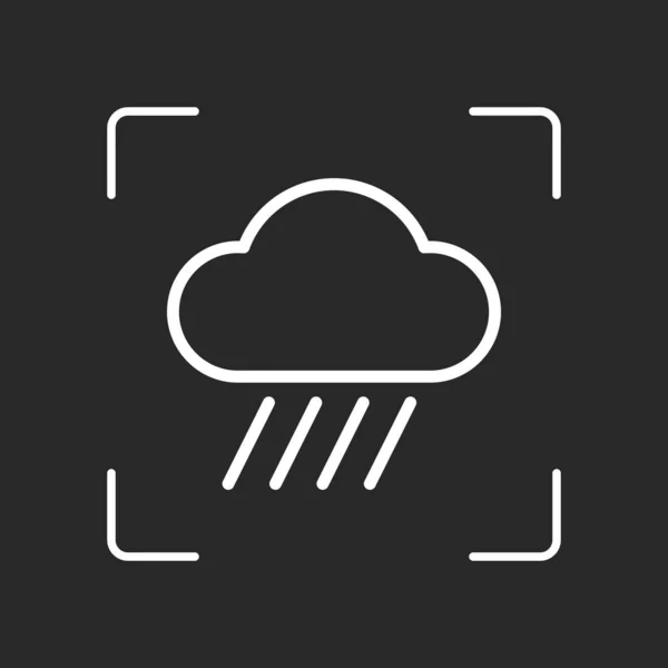 Облака Дождь Простая Иконка Погоды Линейный Стиль Белый Объект Камере — стоковый вектор