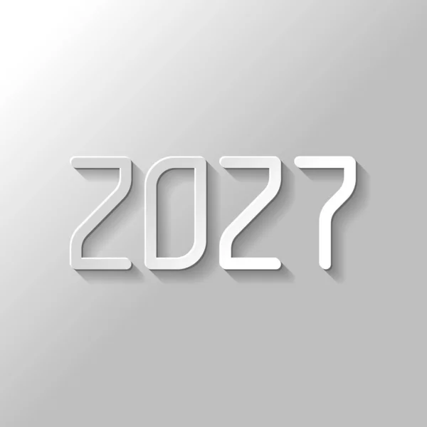 Иконка 2027 Года Новым Годом Бумажный Стиль Тенью Сером Фоне — стоковый вектор