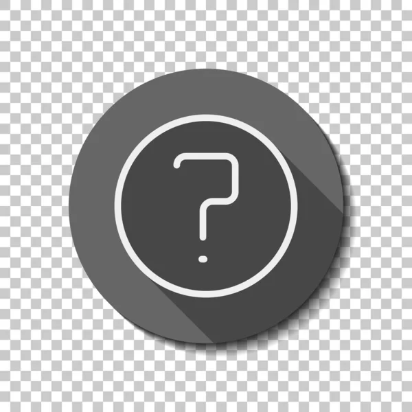 Simple Question Circle Linear Thin Outline Flat Icon Long Shadow — Stock Vector