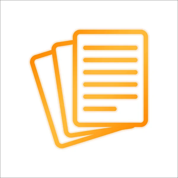 Stack Paper Icon Orange Sign Low Light White Background — Stock Vector