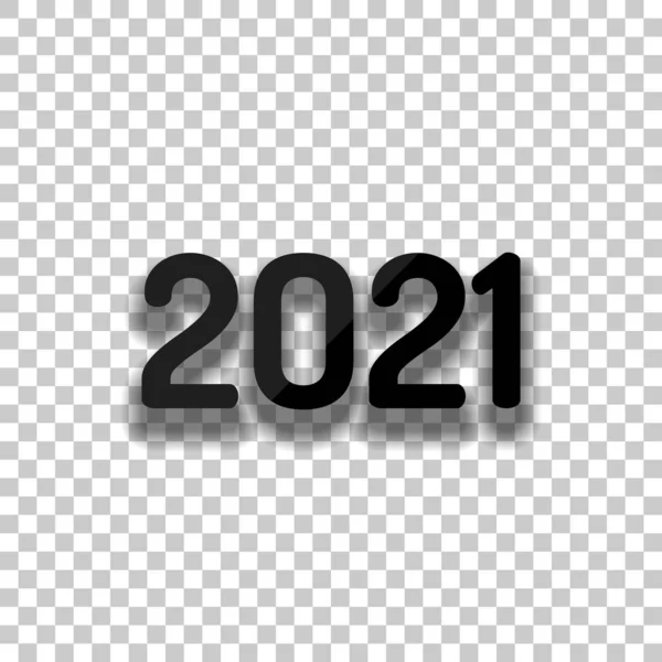 2021 数字アイコン 明けましておめでとう 透明な背景のソフトな影と黒いガラス アイコン — ストックベクタ