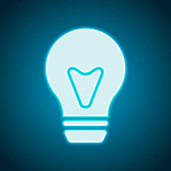 Ampul Basit Simgesi Neon Tarzı Işık Dekorasyon Simgesi Parlak Elektrik — Stok Vektör