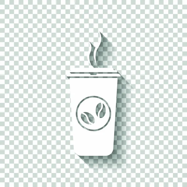 Bir Fincan Sıcak Kahve Simgesi Gölge Şeffaf Arka Plan Üzerinde — Stok Vektör