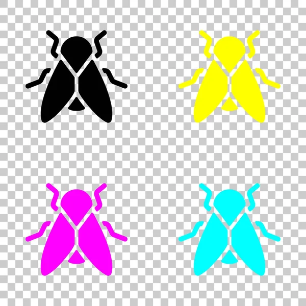 Silhouette of fly. Insect, nature icon. Colored set of cmyk icons on transparent background