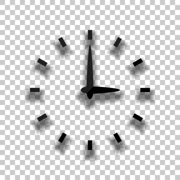 Простая Иконка Часов Значок Черного Стекла Мягкой Тенью Прозрачном Фоне — стоковый вектор