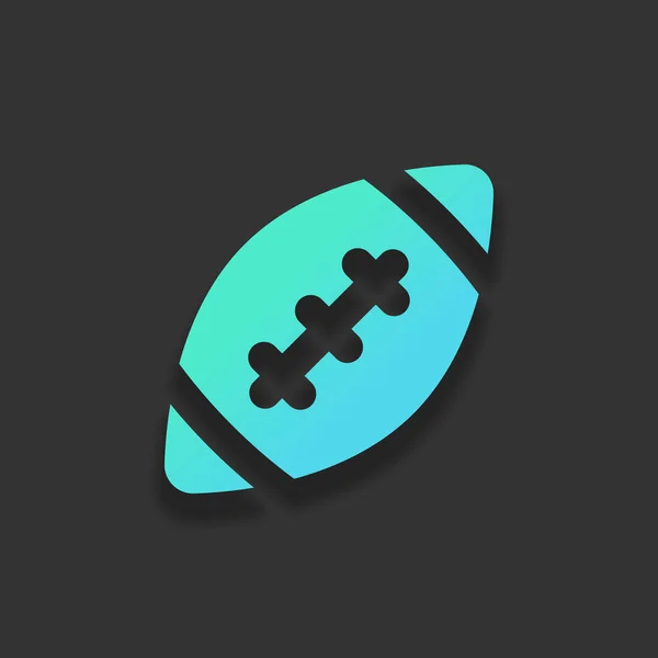 美式足球标志 简单的橄榄球球图标 五颜六色的标志概念与黑暗背景上的软阴影 蔚蓝的海洋的图标颜色 — 图库矢量图片