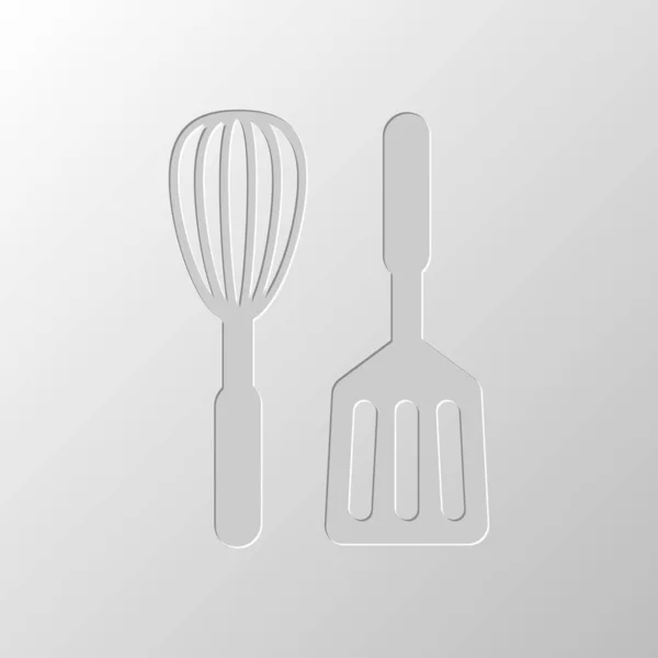 Ikona Nástroje Kuchyně Metly Stěrky Design Papíru Broušená Symbol Vypeckovaných — Stockový vektor