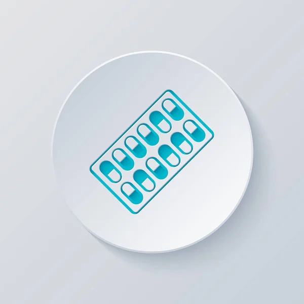 Pack Pills Icon Círculo Corte Com Camadas Cinza Azul Estilo —  Vetores de Stock