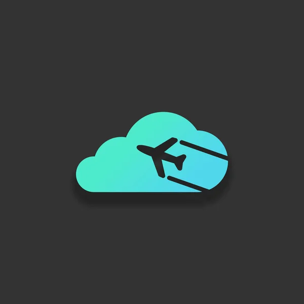 Vliegtuig Cloud Eenvoudige Pictogram Logo Kleurrijke Logo Concept Met Zachte — Stockvector