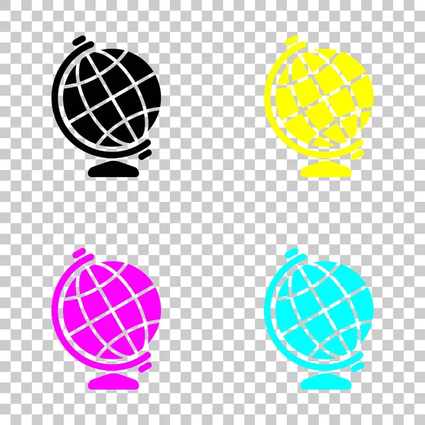 Símbolo Simples Globo Conjunto Colorido Ícones Cmyk Fundo Transparente — Vetor de Stock