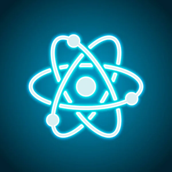 Vetenskapliga Atom Symbol Enkel Ikon Neon Stil Ljus Dekoration Ikonen — Stock vektor