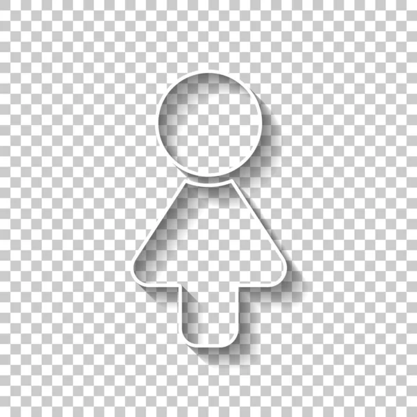 Symbole Féminin Simple Icône Femme Signe Contour Blanc Avec Ombre — Image vectorielle