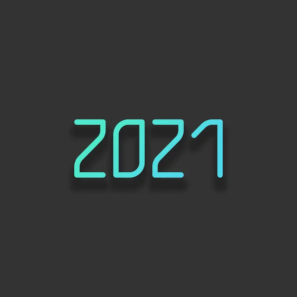 Ícone Número 2021 Feliz Ano Novo Conceito Logotipo Colorido Com —  Vetores de Stock