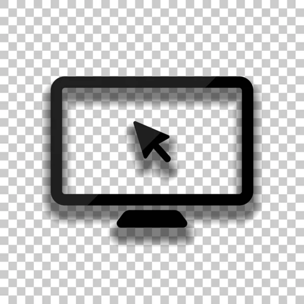 Desktop Computer Und Mauszeiger Einfaches Digitales Symbol Schwarzes Glassymbol Mit — Stockvektor