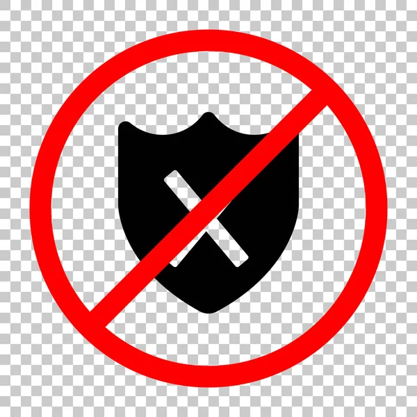 保护中断 简单的图标 不允许 红色警告标志中的黑色对象 背景透明 — 图库矢量图片