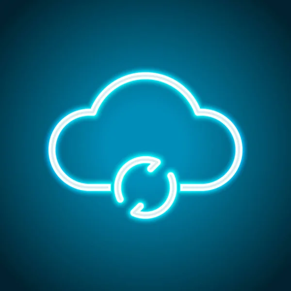 Přehled Aktualizace Jednoduché Cloud Ikonu Lineární Symbol Tenký Obrys Neon — Stockový vektor