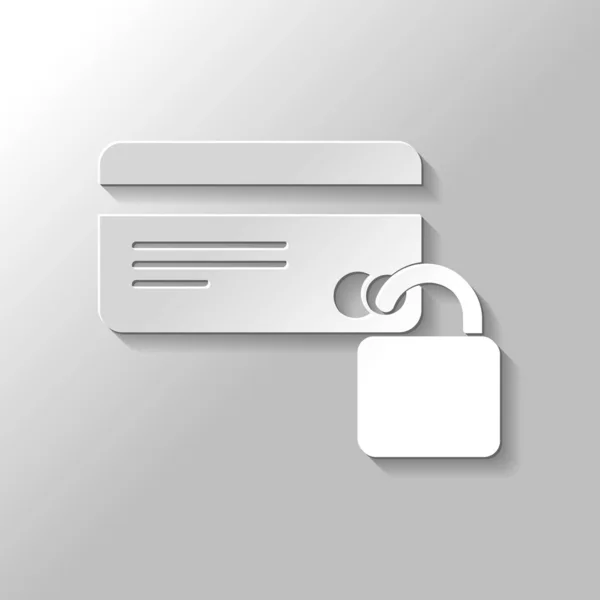 信用卡保护图标 在灰色背景上有阴影的纸张样式图标集 — 图库矢量图片