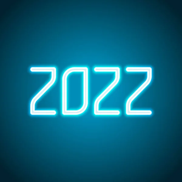 2022 Number Icon Happy New Year Neon Style Light Decoration — Stock Vector