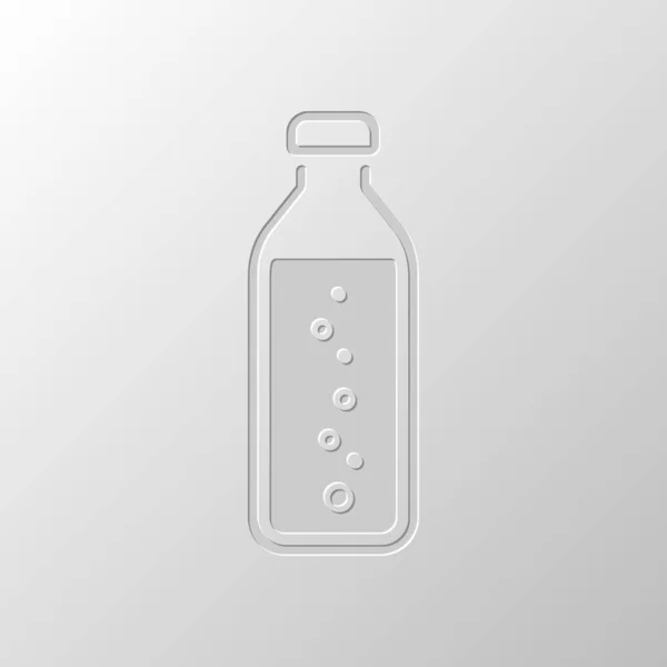 Botella Agua Con Burbujas Icono Simple Diseño Papel Símbolo Cortado — Vector de stock