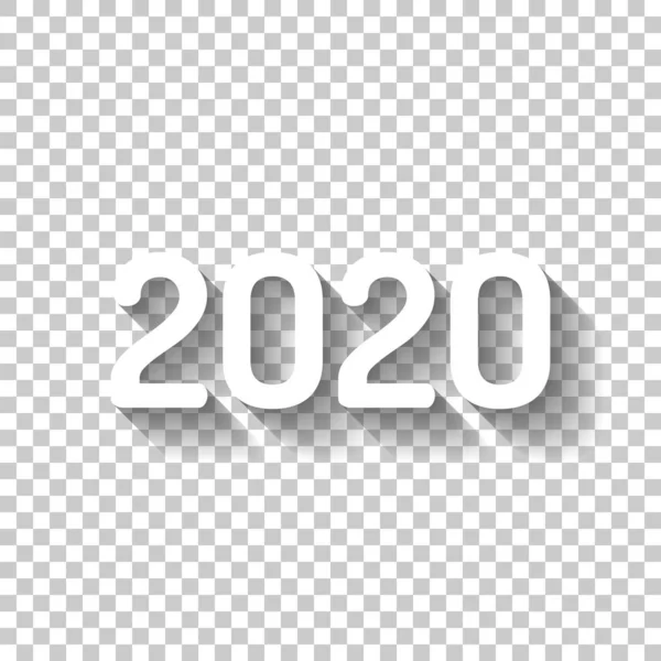 Εικονίδιο Αριθμού 2020 Ευτυχισμένος Καινούριος Χρόνος Λευκό Εικονίδιο Σκιάς Διαφανές — Διανυσματικό Αρχείο
