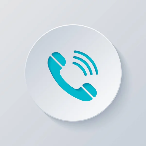 Дзвінок Значка Телефону Ретро Символ Вирізати Коло Сірими Синіми Шарами — стоковий вектор