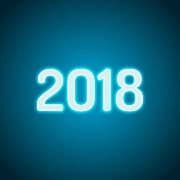 2018 Sayı Simgesi Yeni Yılınız Kutlu Olsun Neon Tarzı Işık — Stok Vektör