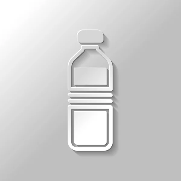 Fles Water Eenvoudige Pictogram Papier Stijl Met Schaduw Grijze Achtergrond — Stockvector