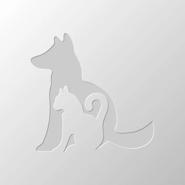 Katze Und Hund Papiergestaltung Abgeschnittenes Symbol Stilbruch — Stockvektor