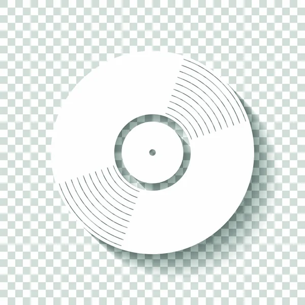 Vinyl Ikona Bílá Ikona Stínem Průhledném Pozadí — Stockový vektor