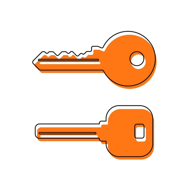 Keys Icons Set Isolated Icon Consisting Black Thin Contour Orange — Stock Vector
