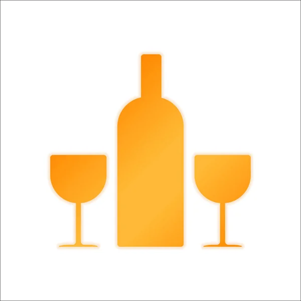 Γυαλιά Και Ένα Μπουκάλι Πορτοκαλί Σημάδι Χαμηλό Φωτισμό Λευκό Φόντο — Διανυσματικό Αρχείο